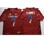 South Carolina Gamecocks #7 Jadeveon Clowney Red USA Flag College Jersey