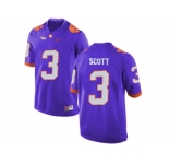 2016 Clemson Tigers Artavis Scott #3 College Football Limited Jersey - Purple