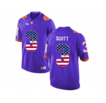 2016 US Flag Fashion Clemson Tigers Artavis Scott #3 College Football Limited Jersey - Purple