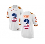 2016 US Flag Fashion Clemson Tigers Artavis Scott #3 College Football Limited Jersey - White