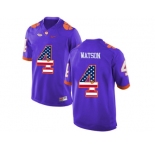 2016 US Flag Fashion Clemson Tigers DeShaun Watson #4 College Football Limited Jersey - Purple