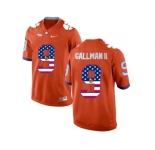 2016 US Flag Fashion Clemson Tigers Wayne Gallman II #9 College Football Limited Jersey - Orange