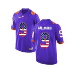 2016 US Flag Fashion Clemson Tigers Wayne Gallman II #9 College Football Limited Jersey - Purple