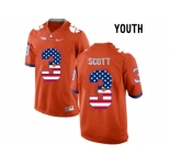2016 US Flag Fashion Youth Clemson Tigers Artavis Scott #3 College Football Limited Jersey - Orange