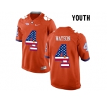 2016 US Flag Fashion Youth Clemson Tigers DeShaun Watson #4 College Football Limited Jersey - Orange