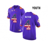 2016 US Flag Fashion Youth Clemson Tigers DeShaun Watson #4 College Football Limited Jersey - Purple