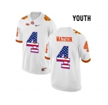 2016 US Flag Fashion Youth Clemson Tigers DeShaun Watson #4 College Football Limited Jersey - White