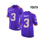 2016 Youth Clemson Tigers Artavis Scott #3 College Football Limited Jersey - Purple