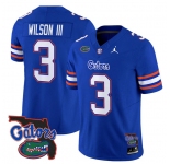 Men's Florida Gators #3 Eugene wilson lll Royal 2024 F.U.S.E. Florida Patch Vapor Limited Stitched Football Jersey