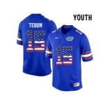 2016 US Flag Fashion Youth Florida Gators Tim Tebow #15 College Football Jersey - Blue