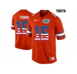 2016 US Flag Fashion Youth Florida Gators Tim Tebow #15 College Football Jersey - Orange