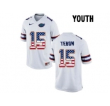 2016 US Flag Fashion Youth Florida Gators Tim Tebow #15 College Football Jersey - White