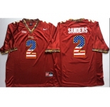 Florida State Seminoles #2 Deion Sanders Red USA Flag College Jersey