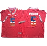 Florida State Seminoles #5 Jameis Winston Red USA Flag College Jersey