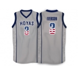2016 US Flag Fashion Allen Iverson #3 Georgetown Hoyas 1996 Throwback Retro Jersey - Grey