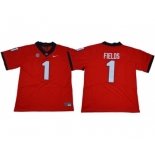 Bulldogs #1 Justin Fields Red Limited Stitched NCAA Jersey