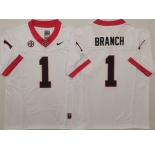 Georgia Bulldogs #1 Zachariah Branch White 2025 F.U.S.E. Stitched Jersey
