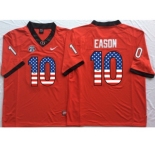 Georgia Bulldogs #10 Jacob Eason Red USA Flag College Jersey