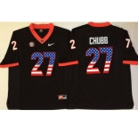Georgia Bulldogs #27 Nick Chubb Black USA Flag College Jersey