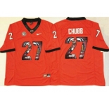 Georgia Bulldogs #27 Nick Chubb Red Player Fashion Stitched NCAA Jersey