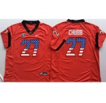 Georgia Bulldogs #27 Nick Chubb Red USA Flag College Jer