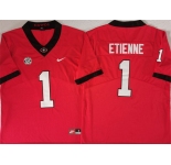 Men's Georgia Bulldogs #1 Trevor Etienne Red Stitched Jersey