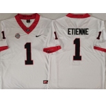 Men's Georgia Bulldogs #1 Trevor Etienne White Stitched Jersey