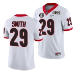 Men’s Georgia Bulldogs #29 Christopher Smith 2022 Patch White College Football Stitched Jersey