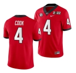 Men’s Georgia Bulldogs #4 James Cook 2022 Patch Red College Football Stitched Jersey