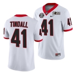 Men’s Georgia Bulldogs #41 Channing Tindall 2022 Patch White College Football Stitched Jersey