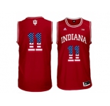 2016 US Flag Fashion Men's Indiana Hoosiers Isiah Thomas #11 Big 10 Patch College Basketball Authentic Jerseys - Red