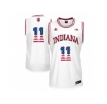 2016 US Flag Fashion Men's Indiana Hoosiers Isiah Thomas #11 Big 10 Patch College Basketball Authentic Jerseys - White