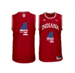 2016 US Flag Fashion Men's Indiana Hoosiers Victor Oladipo #4 Big 10 Patch College Basketball Authentic Jerseys - Red