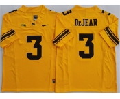 Men's Iowa Hawkeyes #3 Cooper DeJean Yellow F.U.S.E. Stitched Jersey