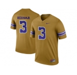 2016 Men's LSU Tigers Odell Beckham Jr. #3 College Football Limited Throwback Legand Jersey - Gridiron Gold
