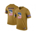 2016 US Flag Fashion 2016 Men's LSU Tigers Odell Beckham Jr. #3 College Football Limited Throwback Legand Jersey - Gridiron Gold