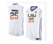 2016 US Flag Fashion Men's LSU Tigers Ben Simmons #25 College Basketball Elite Jersey - White