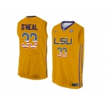 2016 US Flag Fashion Men's LSU Tigers Shaquille O'Neal #33 College Basketball Elite Jersey - Gold