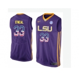 2016 US Flag Fashion Men's LSU Tigers Shaquille O'Neal #33 College Basketball Elite Jersey - Purple