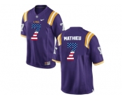 2016 US Flag Fashion Men's LSU Tigers Tryann Mathieu #7 College Football Limited Jersey - Purple