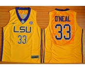 LSU Tigers #33 Shaquille O'Neal Gold Basketball Stitched NCAA Jersey