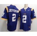 Men's LSU Tigers #2 Justin Jefferson Purple FUSE College Stitched Jersey