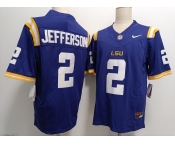 Men's LSU Tigers #2 Justin Jefferson Purple FUSE College Stitched Jersey