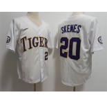 Men's LSU Tigers #20 Paul Skenes White Stitched Baseball Jersey