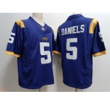 Men's LSU Tigers #5 Jayden Daniels Blue Stitched Jersey