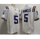 Men's LSU Tigers #5 Jayden Daniels White Stitched Jersey