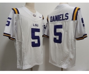 Men's LSU Tigers #5 Jayden Daniels White Stitched Jersey