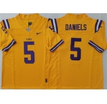 Men's LSU Tigers #5 Jayden Daniels Yellow F.U.S.E. Stitched Jersey