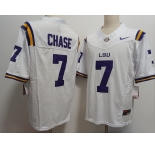 Men's LSU Tigers #7 JaMarr Chase White FUSE College Stitched Jersey