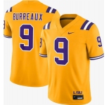Men's LSU Tigers #9 Joe Burrow Gold Limited Stitched Game Jersey